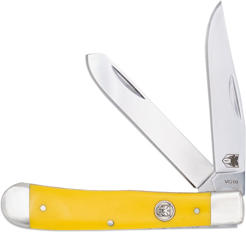 CobraTec Trapper G-10 Yellow Delrin Two Blade Stainless Slip Joint Pocket Knife