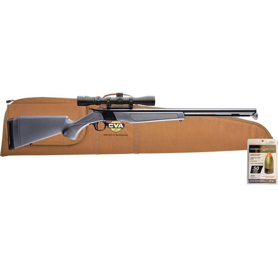 CVA Wolf V2 50 Caliber Muzzleloader Package Grey Synthetic Stock 3-9x32 Scope