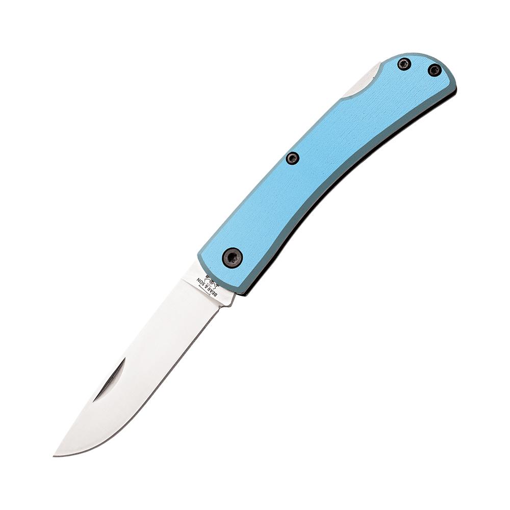 Bear and Son Locking Farmhand Folder 2-3/4 Inch Drop Point Blade Blue with Clip