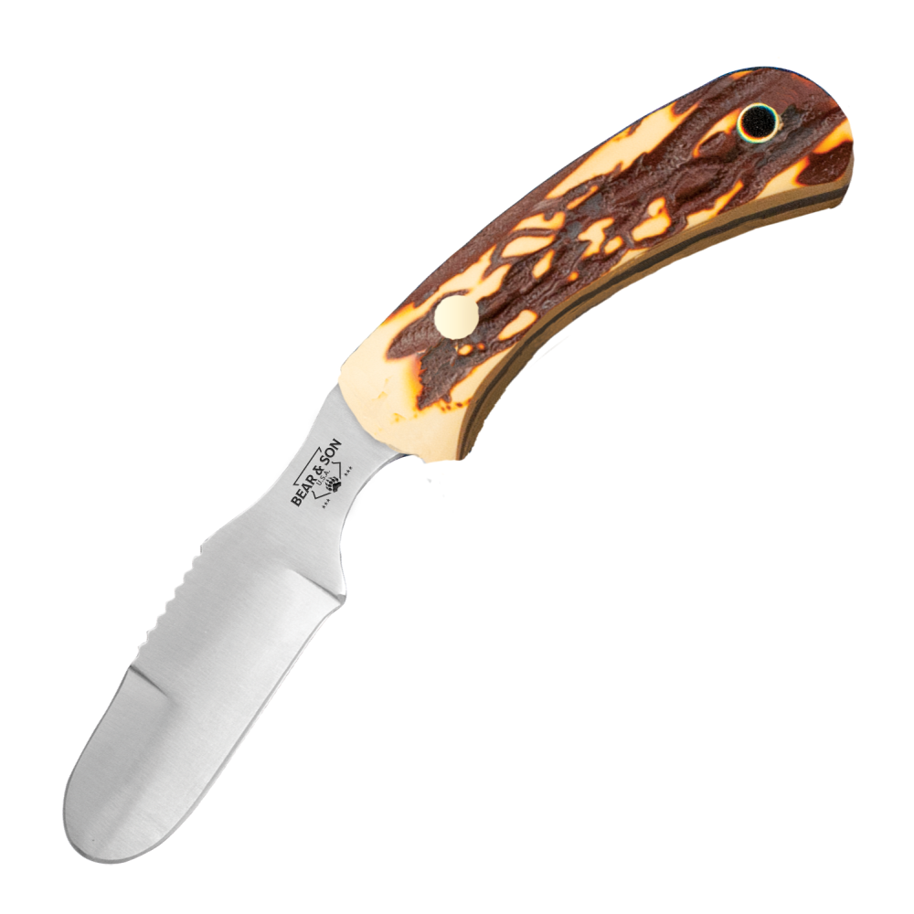 Bear & Son Ergonomic Skinner Knife Stag Delrin Handle 6-1/2" Blade