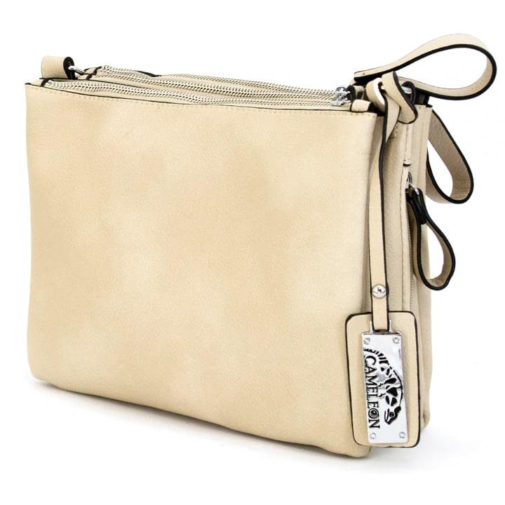 Cameleon Iris Taupe Concealed Carry Vegan Leather Crossbody Bag