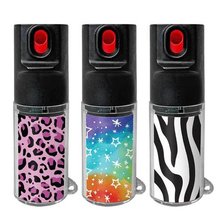 Mace Chameleon Pepper Spray Customizable Design Pink Stars Zebra Pattern
