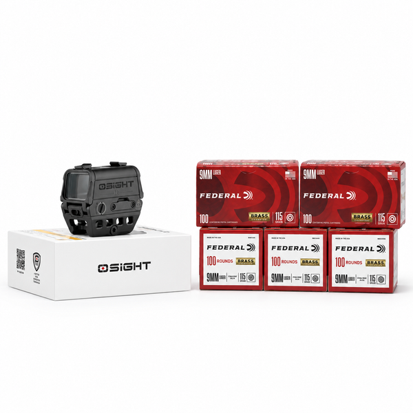 Osight R 2 MOA Dot/65 MOA Circle Multi-Reticle Rifle Optic + Federal 9mm 115ct 500ct