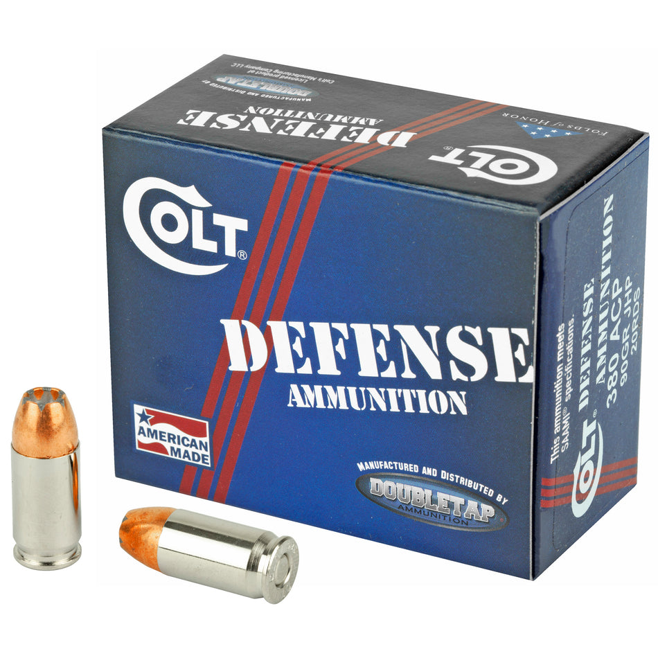 DoubleTap Colt Defense .380 ACP/Auto 90 grain Jacketed Hollow Point ammunition