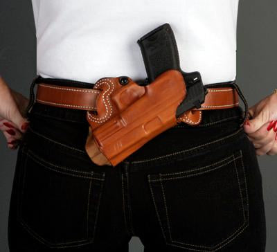 DeSantis #067 SOB Left Hand Tan Leather Holster for Glock 26, 27, and 33