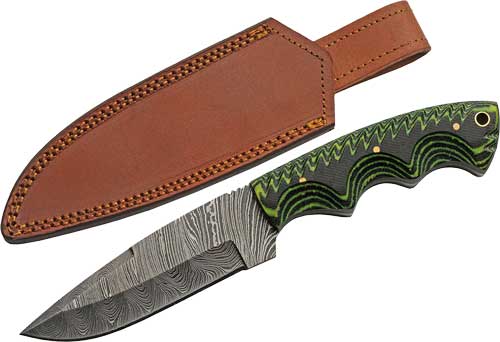 Rite Edge Damascus 5" Tree Ridge Micarta Handle Knife and Sheath