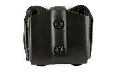 DeSantis A01BJGGZ0 9mm Double Magazine Belt Pouch, Ambidextrous, Horizontal or Vertical Carry, Black Leather