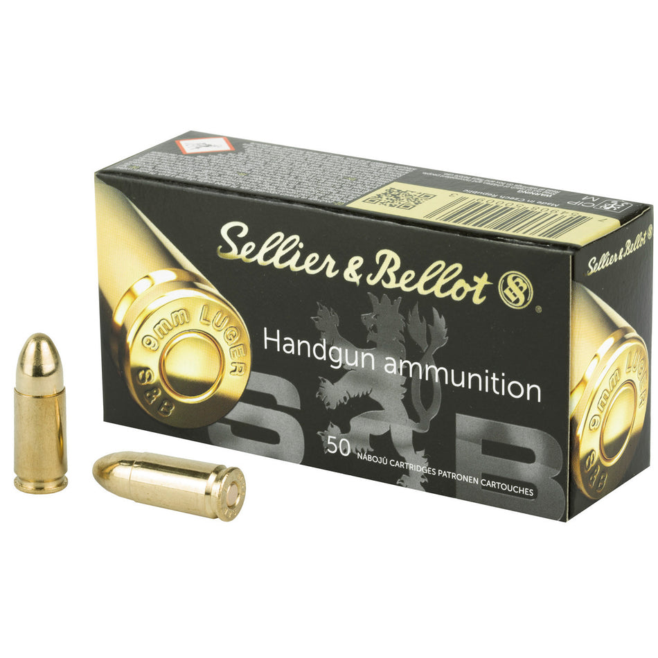 Sellier and Bellot Handgun 9mm Luger / Parabellum 124 grain Full Metal Jacket ammunition