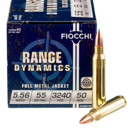 Fiocchi Range Dynamics 5.56x45mm M193 Ammo 55gr Full Metal Jacket Boat Tail(FMJBT)
