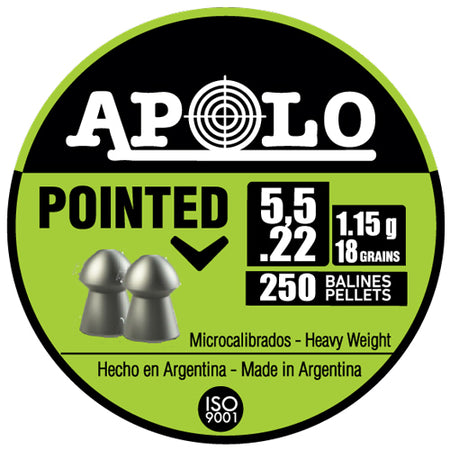Hatsan Apolo 22 Pointed Pellets 18gr 250-Count Pack