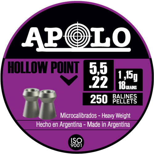 Hatsan Apolo 22 Hollow Point Pellets 18gr 250-Count Pack