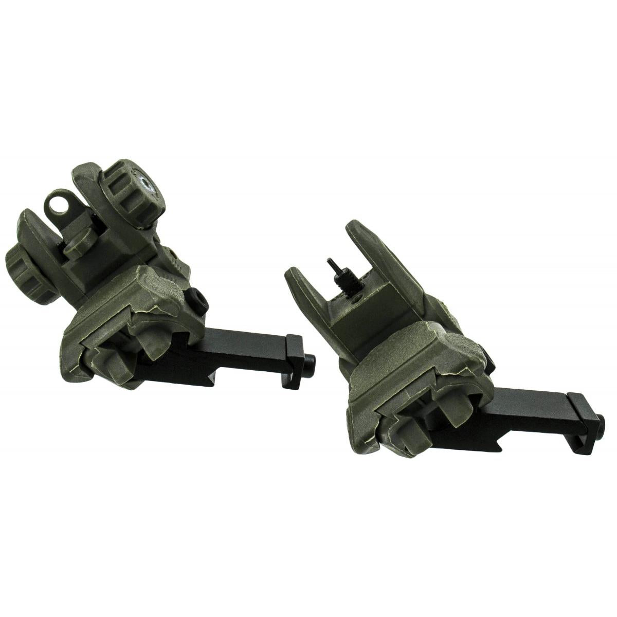 TacFire AR-15 OD Green Polymer 45 Degree Pop Up BUIS Low Profile Sights