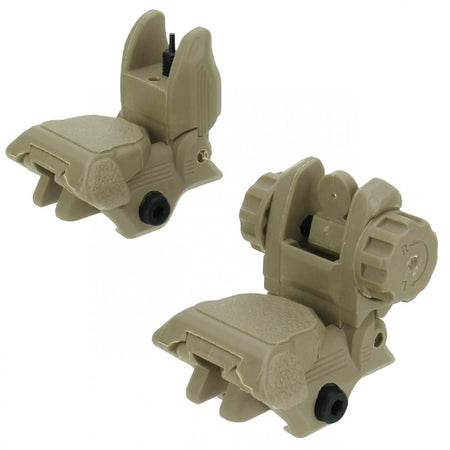 TacFire Low Profile 45-Degree Same Plane Pop-Up Backup Iron Sights AR-15 Tan