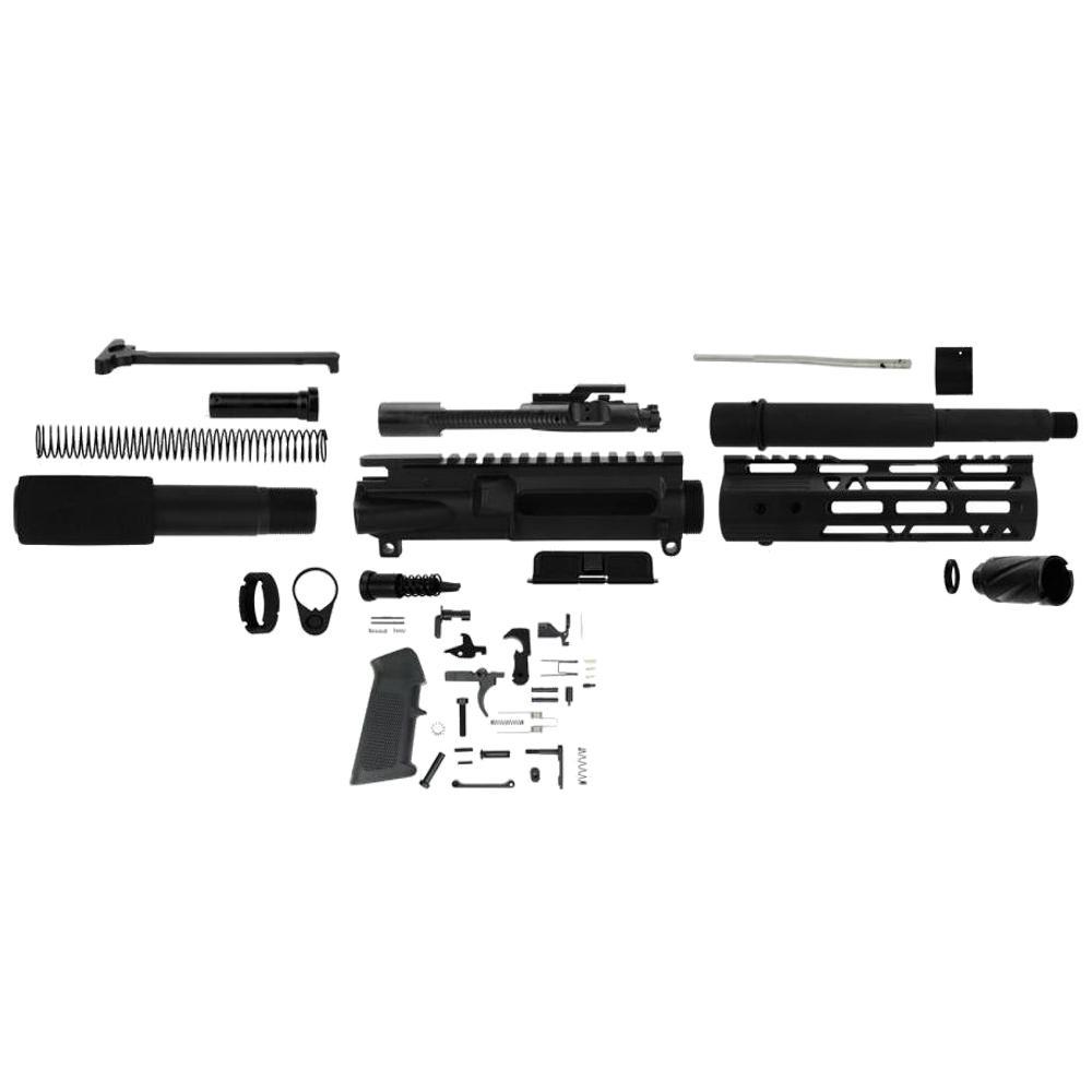 TacFire Unassembled AR-300 Blackout Pistol Build Kit 7.5" with LPK