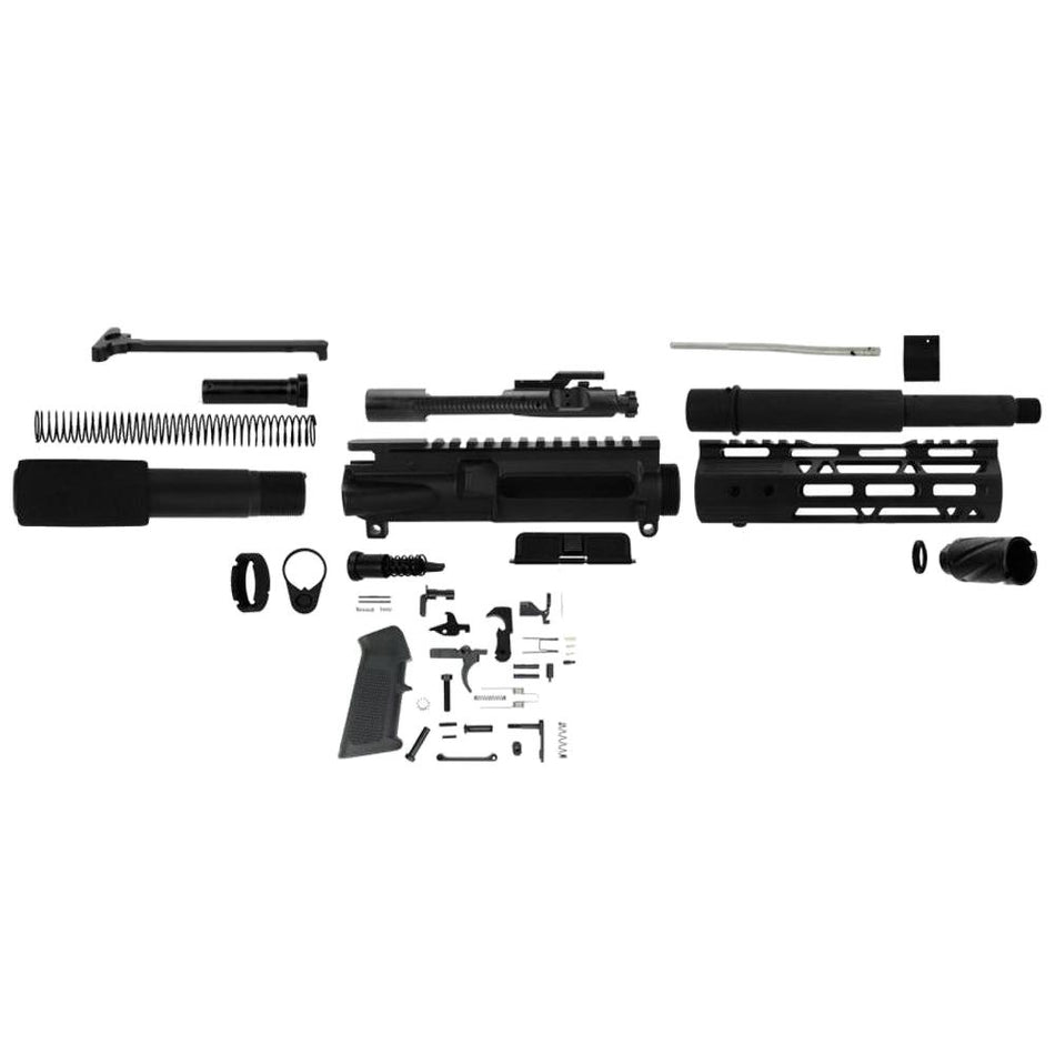 TacFire Unassembled AR-300 Blackout Pistol Build Kit 7.5" with LPK