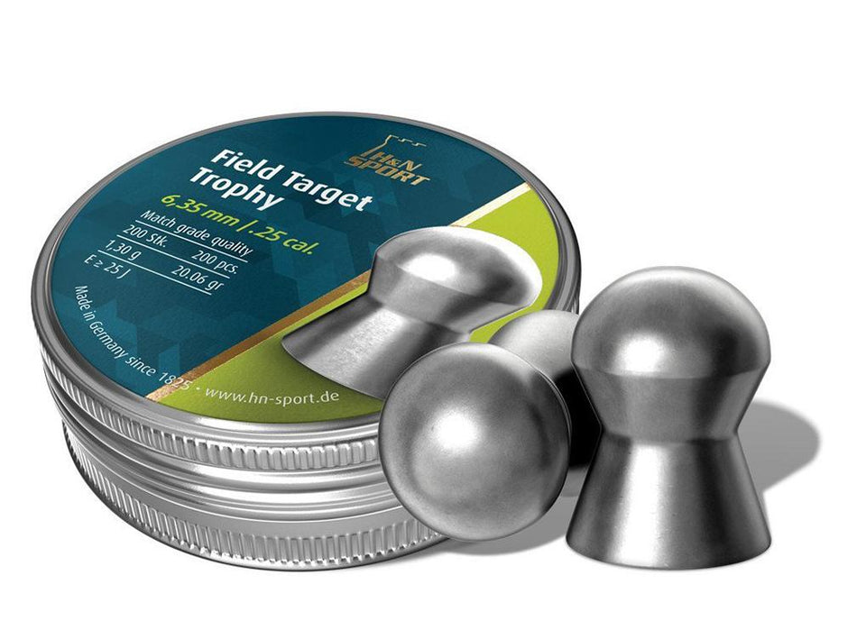 H&N Field Target Trophy Lead Pellets .25 Caliber 20.06gr 200 Count Tin