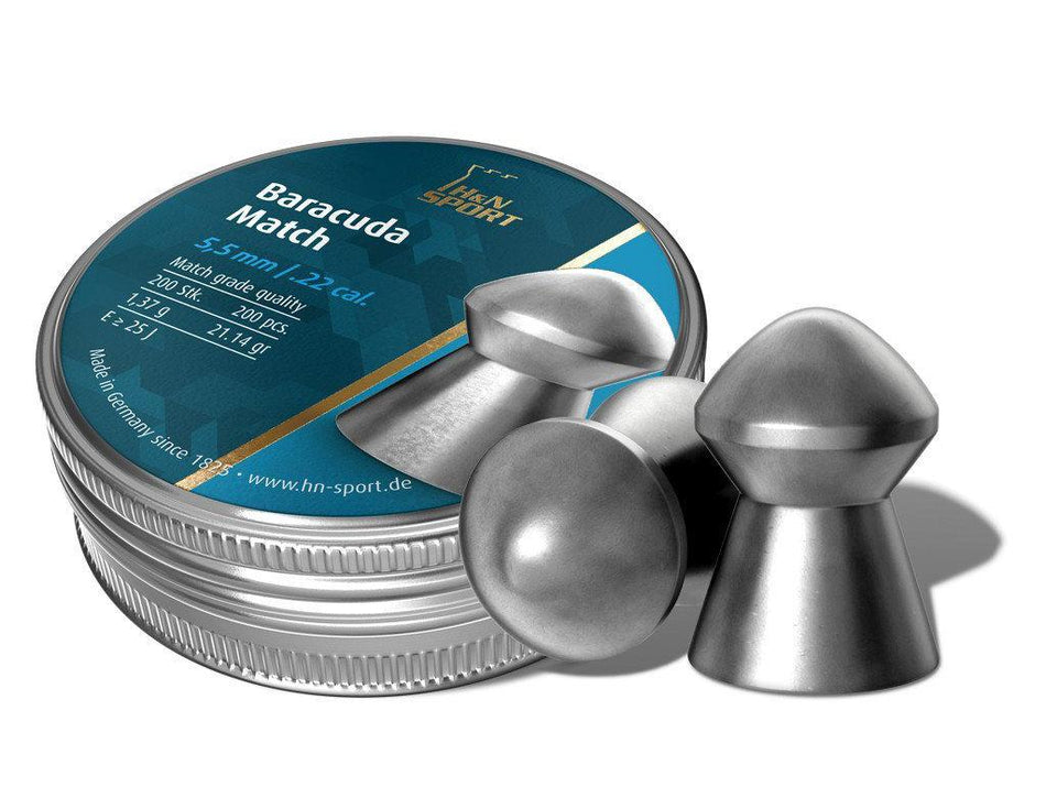 H&N Baracuda Match .22 Cal Lead Pellets 5.51mm Head 200 Pk