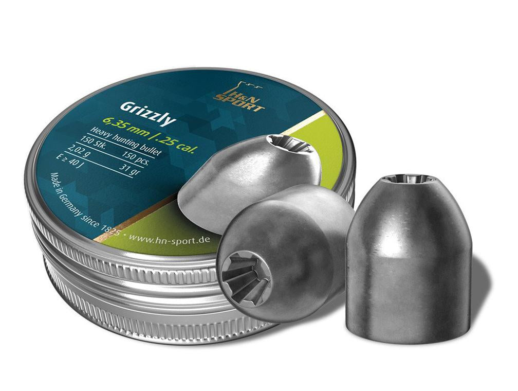 H&N Grizzly .25 Cal Pellets for Airguns 150 Count