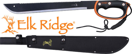 Elk Ridge 24" Machete with D-Handle and Sheath, Black/Stainless Steel