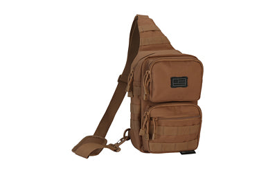 Evolution Outdoor Coyote Sling Pack, Polyester, Multiple Zippered Pockets, MOLLE Webbing, 51316-EV