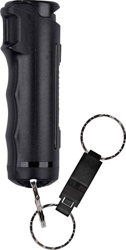 Sabre Flip-Top Pepper Gel Spray with Quick Release Whistle Attachment, Black