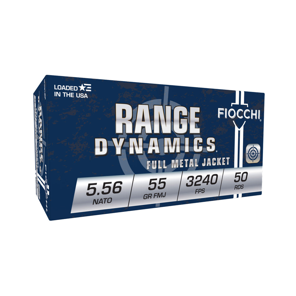 Fiocchi Range Dynamics M193 5.56x45mm NATO 55 grain Full Metal Jacket ammunition