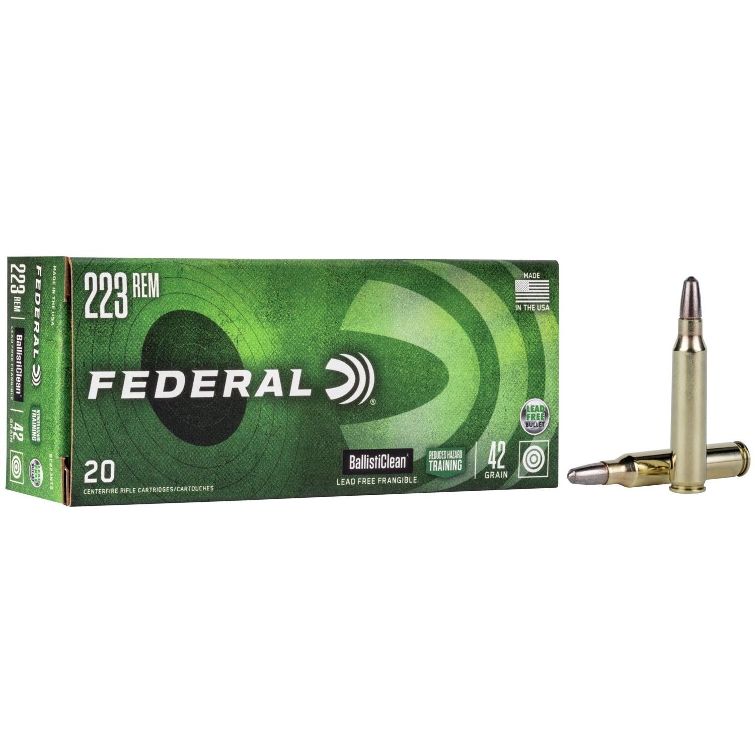 Federal Ballisticlean Reduced Hazard Training Lead Free Frangible 42 Grain .223 Remington 3450 fps