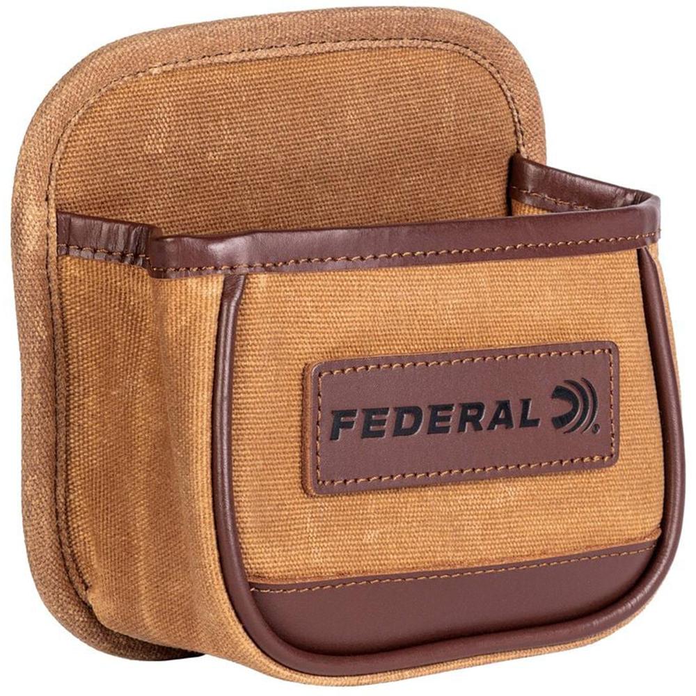 Federal Premium Waxed Canvas Single Shotshell Box Pouch Tan Leather Accents
