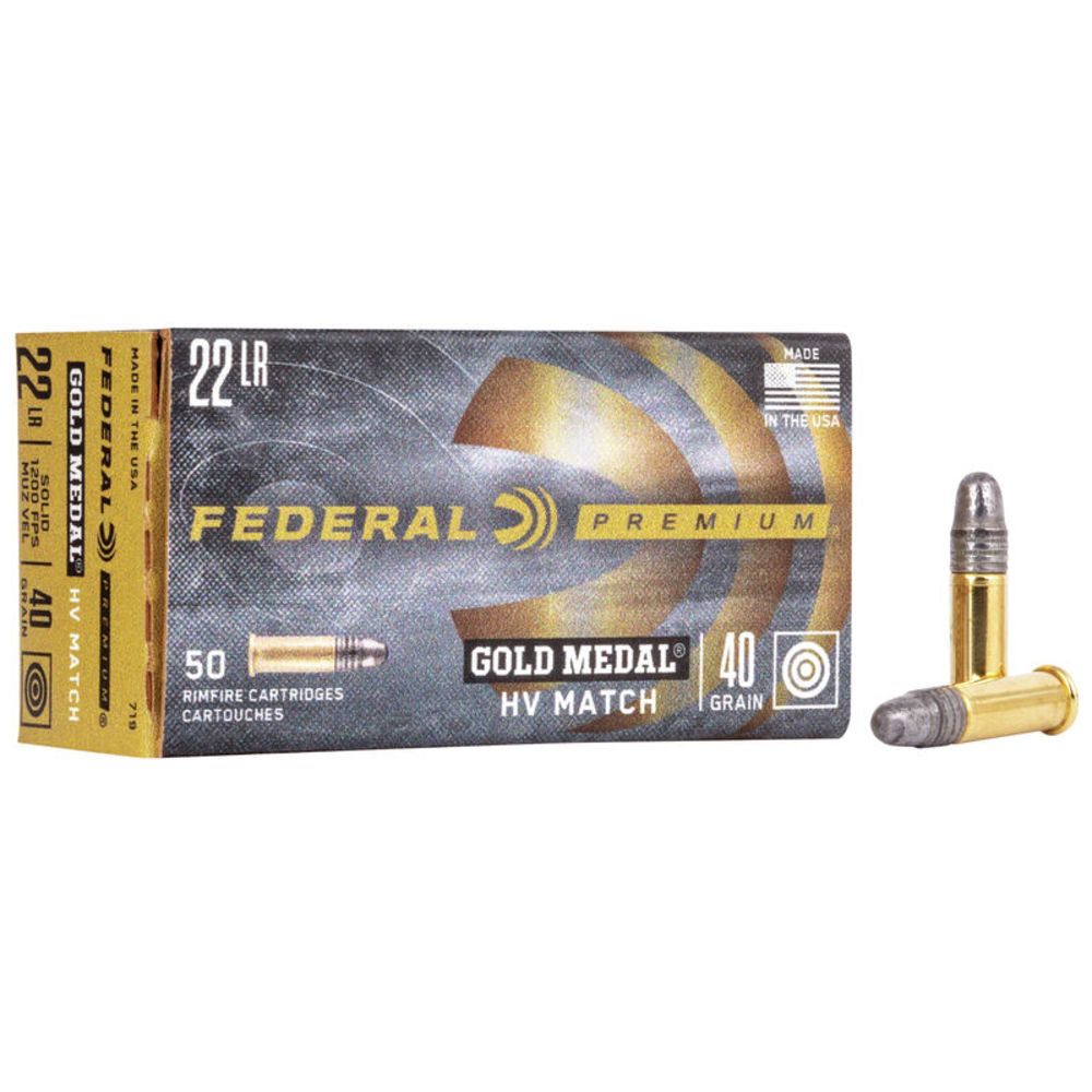 Federal Gold Medal .22 Long Rifle 40 grain HV Match Solid ammunition