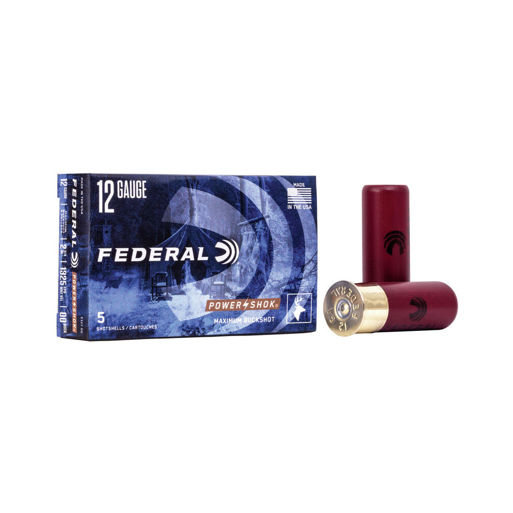 Federal Power-Shok Magnum Maximum Buckshot 9 Pellets Shotgun Ammo 12 Gauge 2.75 in 1-3/16 oz 00 Buck