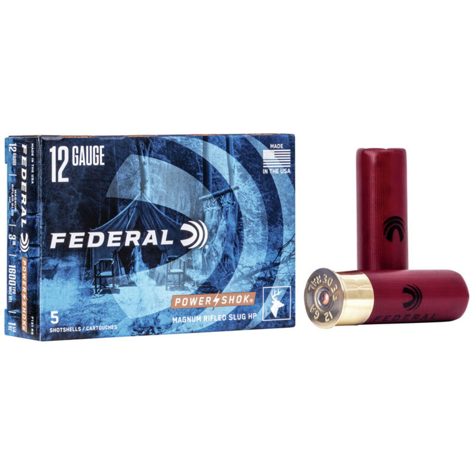 Federal F131RS Power-Shok Shotshell 12 Gauge 3 1-1/4oz #Rifled Slug 1600 fps