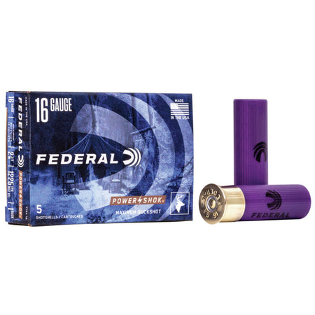 Federal Power-Shok Magnum Buckshot 12 Pellets Shotgun Ammo 16 Gauge 2.75 in 1-3/16 oz #1 Buck