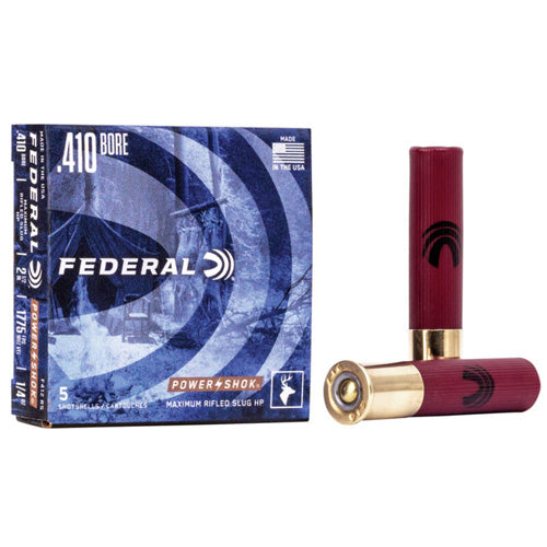 Federal Power-Shok Maximum Rifled Slug Hollow Point Shotgun Ammo .410 Bore 2.5 in 1/4 oz Slug