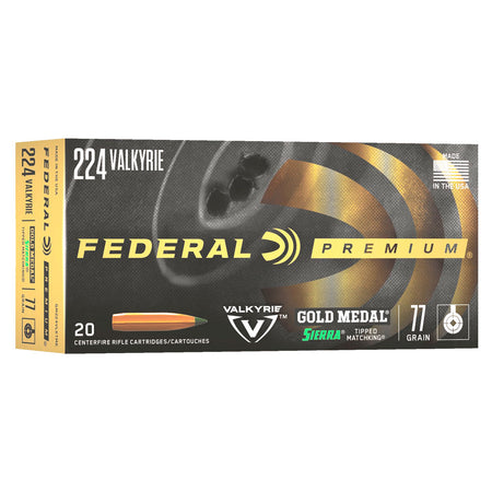 Federal Gold Medal Sierra MatchKing .224 Valkyrie 77 grain Tipped MatchKing ammunition