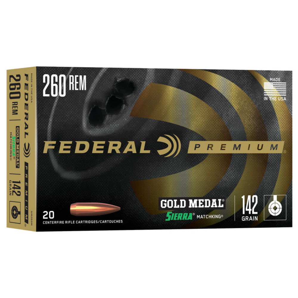 Federal Gold Medal Sierra MatchKing .260 Remington 142 grain Boat Tail Hollow Point ammunition