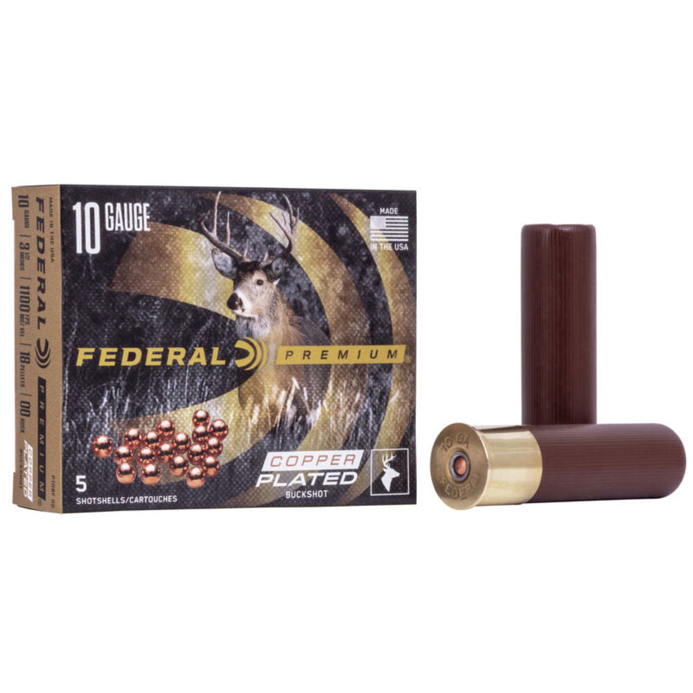 Federal P108F00 Premium Buckshot 10 Gauge 3-1/2 21/4oz #00 Buck 1100 fps
