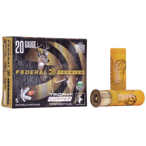 Federal Premium Trophy Copper Vital-Shok Trophy Copper Tipped Sabot Slug Shotgun Ammo 20 Gauge 2.75 in 5/8 oz Slug