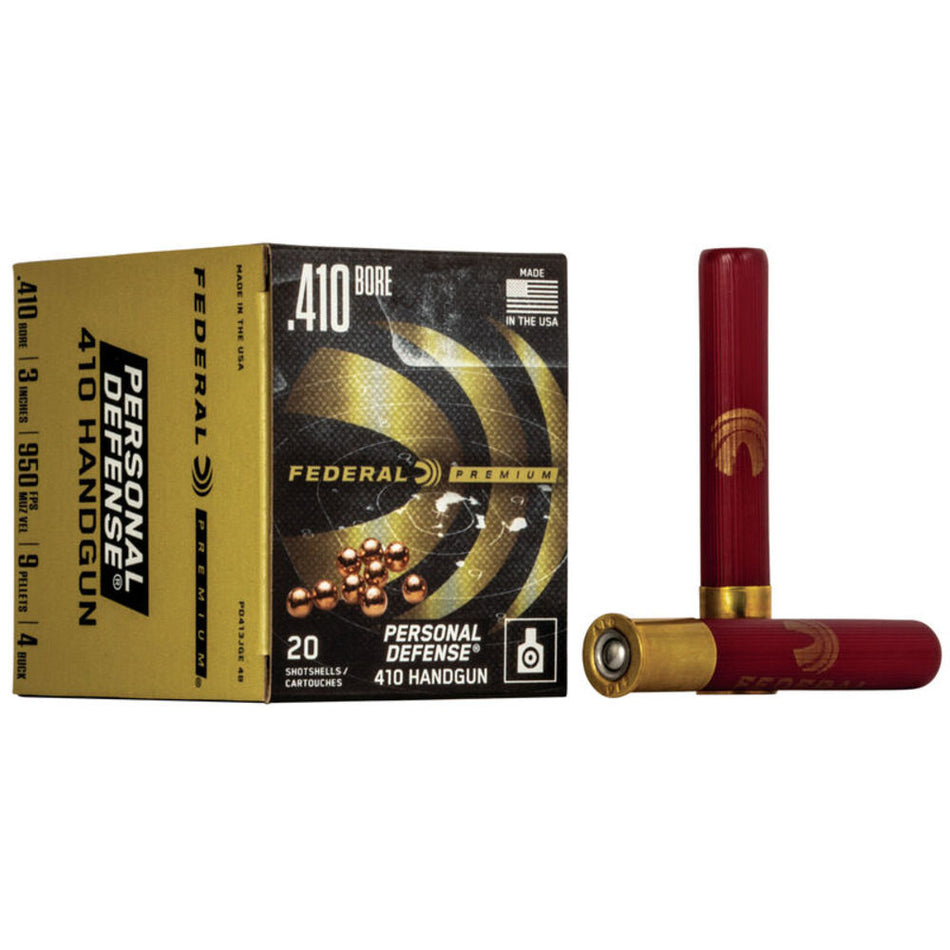 Federal Premium Personal Defense 410 Handgun 9 Pellets Shotgun Ammo .410 Bore 3 in 7/16 oz #4 Buck