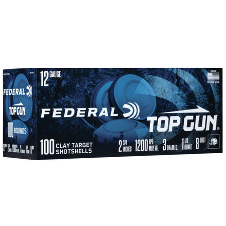 Federal TG121008 Top Gun Clay Target 12 Gauge 2-3/4 1-1/8oz #8 1200 fps