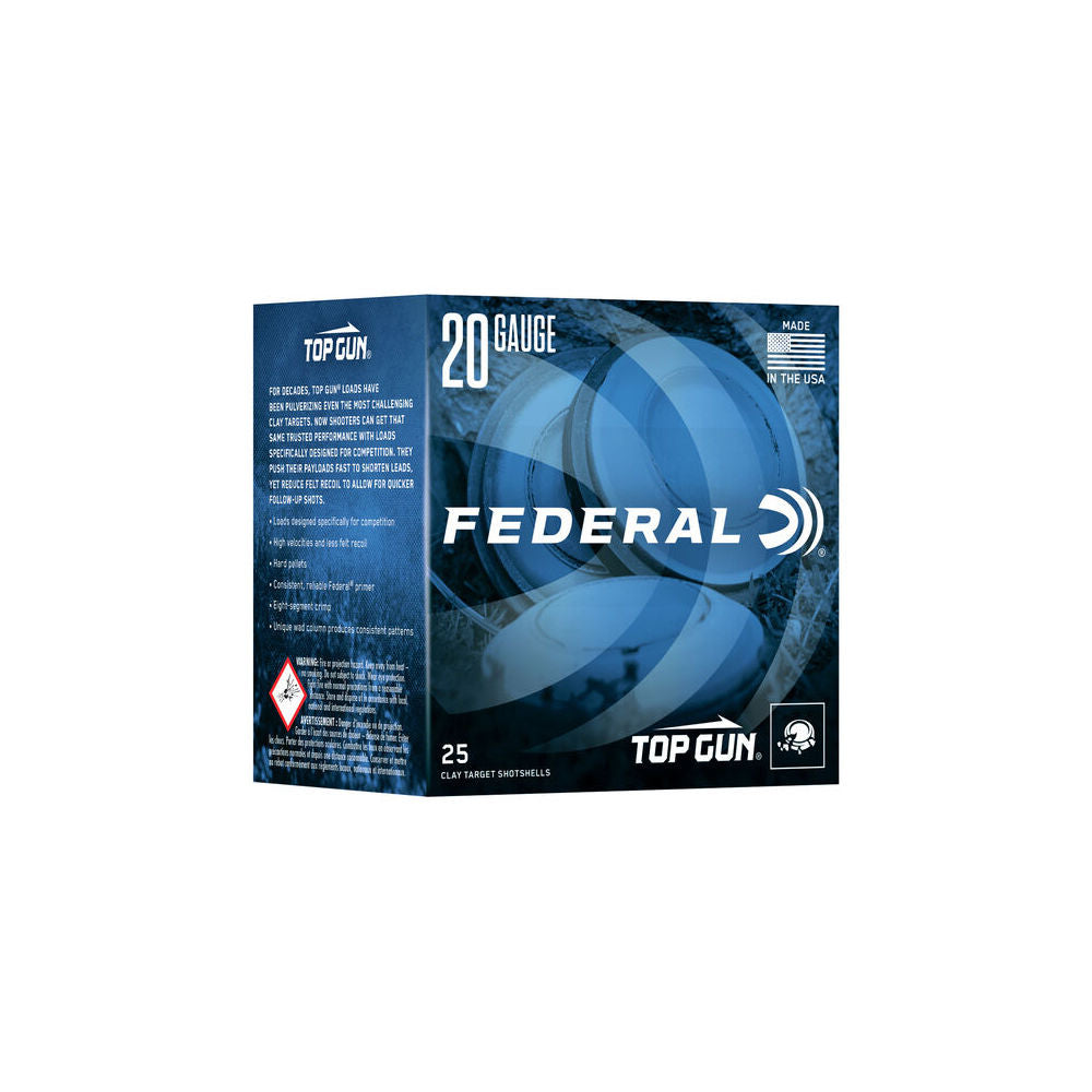 Federal Top Gun Sporting Shotgun Ammo 20 Gauge 2.75 in. 1250 FPS 7/8 oz. 7.5 Shot 25 Rd.
