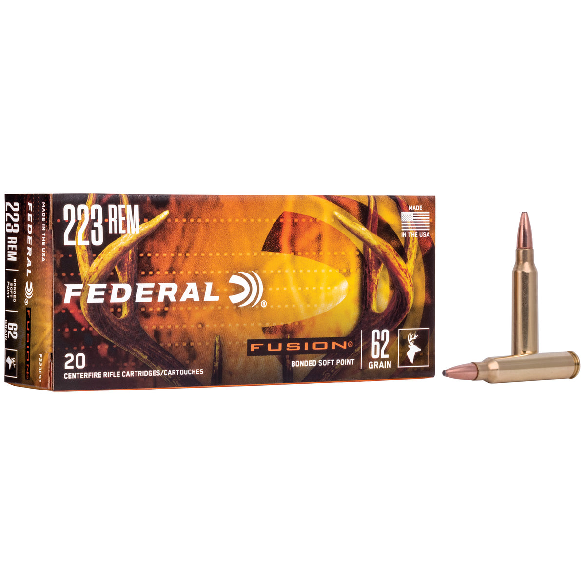 Federal Fusion .223 Remington 62 grain Bonded Soft Point ammunition