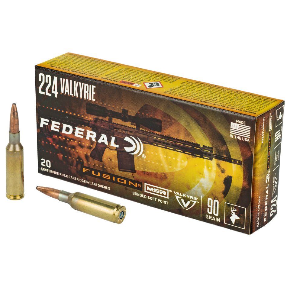 Federal MSR Boat Tail Fusion Soft Point 90 Grain .224 Valkyrie 2700 fps