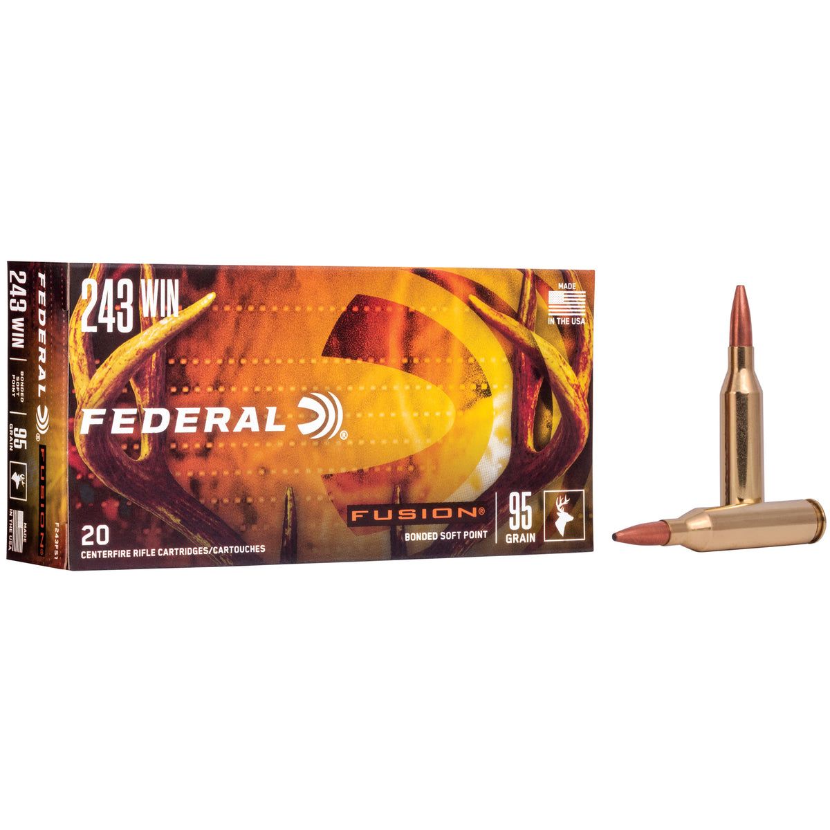 Federal Boat Tail Fusion Soft Point 95 Grain .243 Winchester 2980 fps