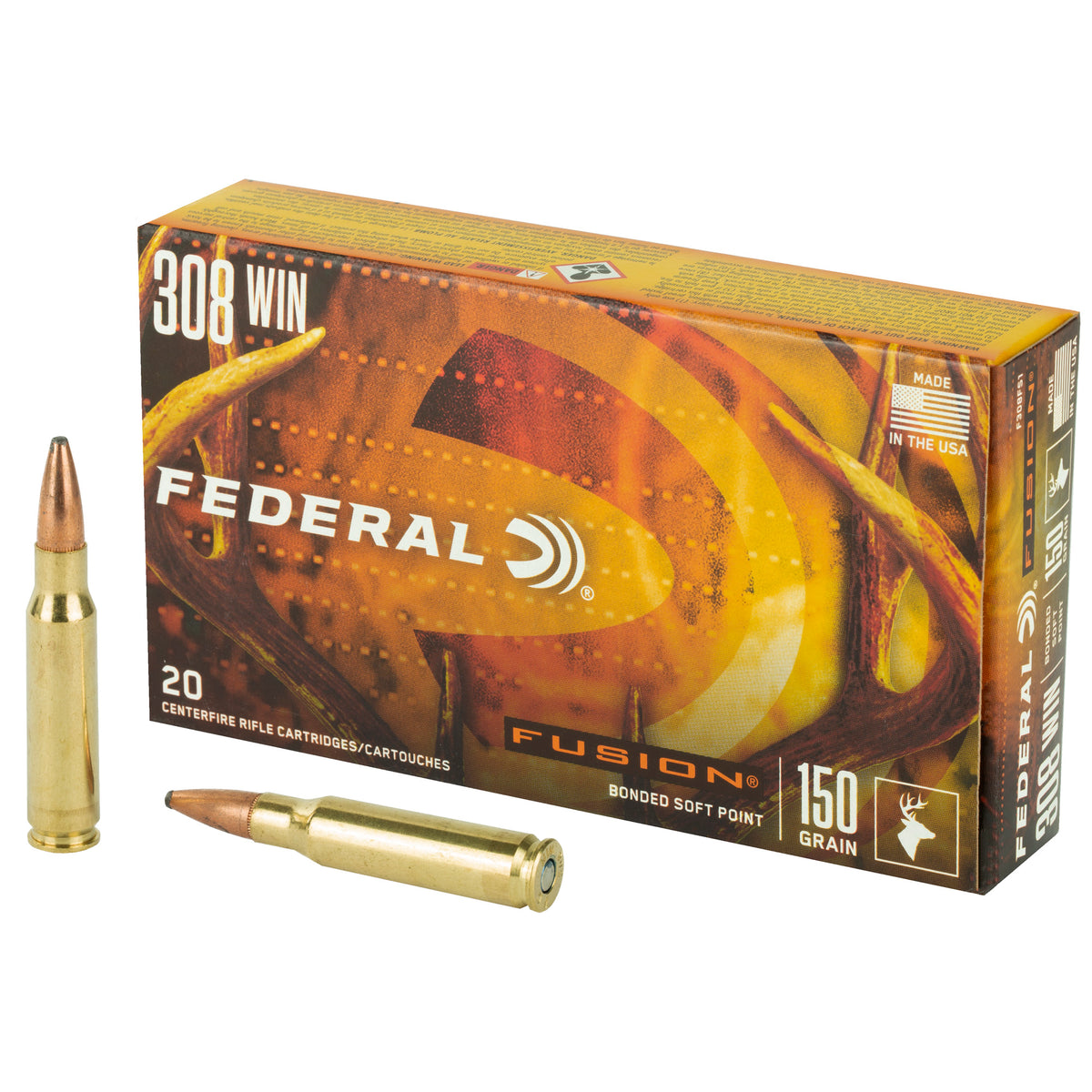 Federal Boat Tail Fusion Soft Point 150 Grain .308 Win / 7.62x51mm 2820 fps