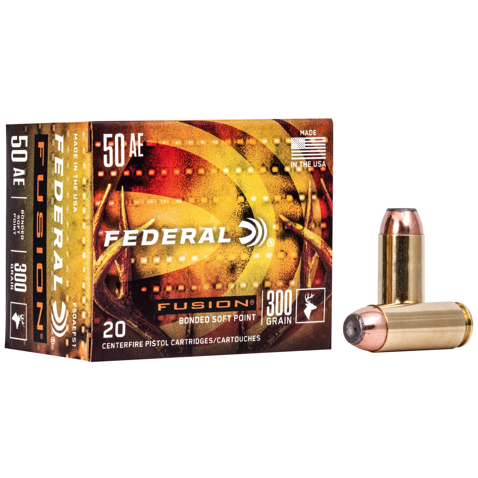 Federal Fusion .50 AE 300 grain Bonded Soft Point ammunition