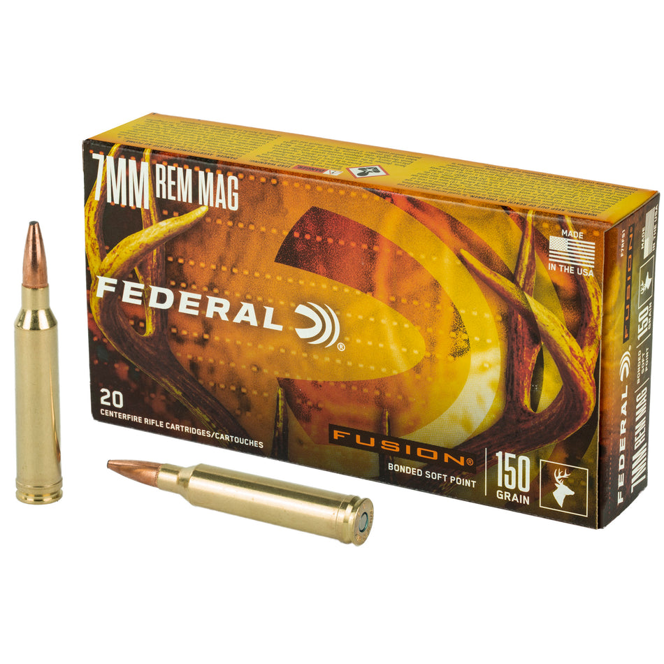 Federal Boat Tail Fusion Soft Point 150 Grain 7mm Remington Mag 3050 fps
