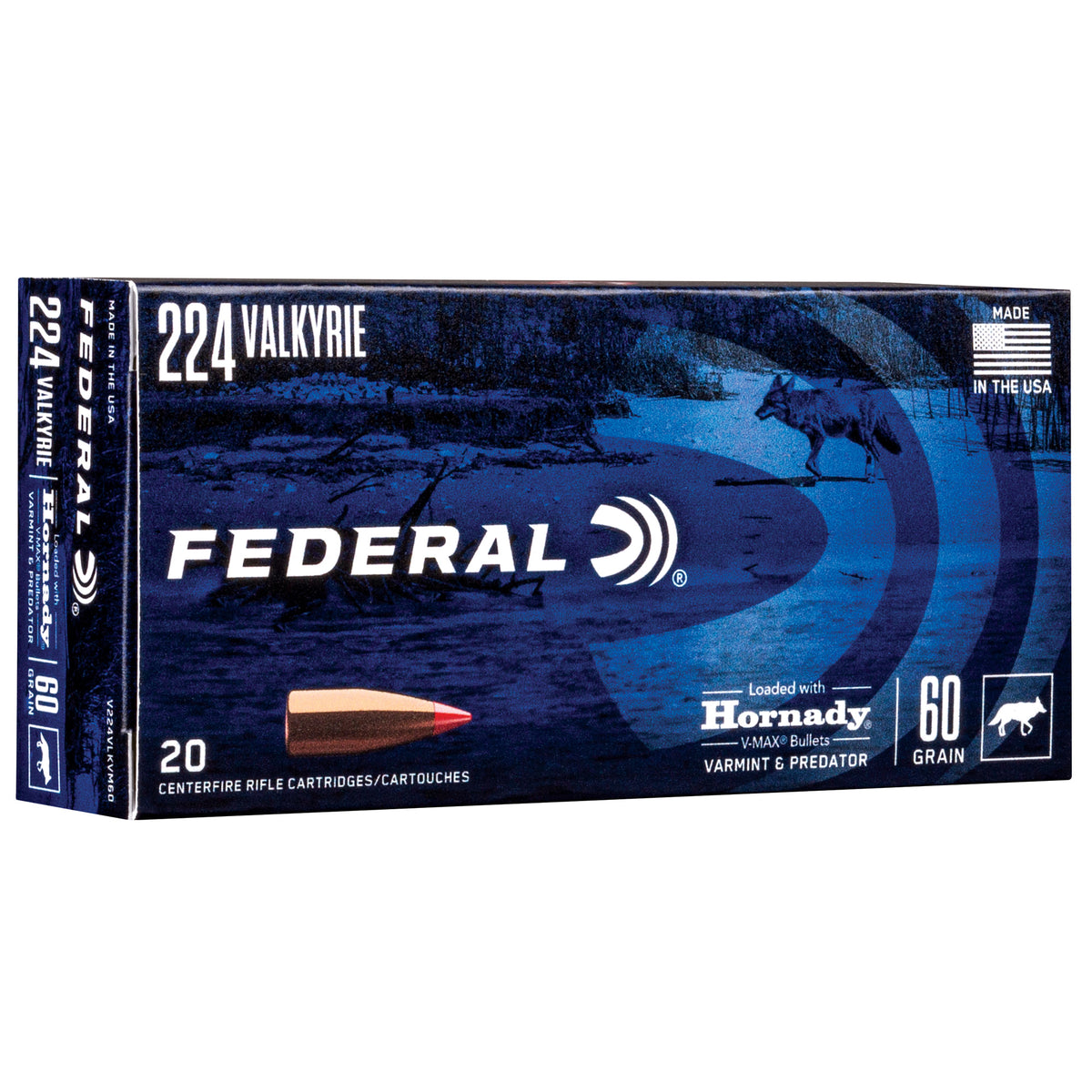Federal Varmint & Predator .224 Valkyrie 60 grain Hornady V-Max ammunition
