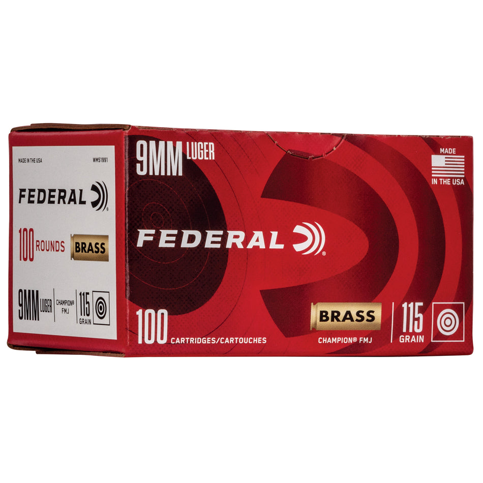 Federal WM51991 Champion Training 9mm Luger 115 gr Full Metal Jacket (FMJ)