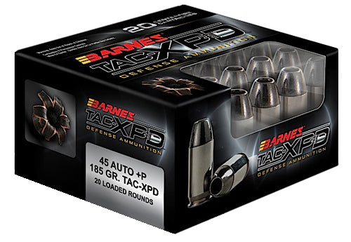 Barnes TAC-XPD +P .45 ACP/Auto 185 grain Hollow Point ammunition