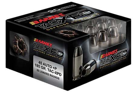 Barnes TAC-XPD +P .45 ACP/Auto 185 grain Hollow Point ammunition